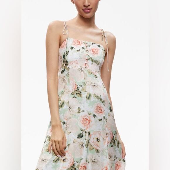 --NWOT Alice + Olivia Lorelle Floral Cutout Sleeveless Midi Dress Size 0 - Picture 5 of 10